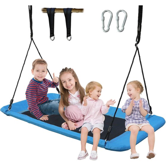 TOPDMS 60 x 32 Inch Platform Swing, 800 LB Large Tree Swing for Kids and Adults, Adjustable Ropes, Weather-Resistant Outdoor Family Swing